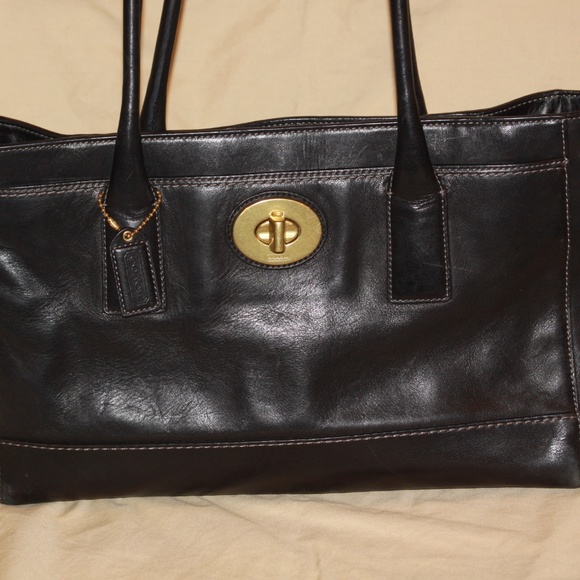 Coach Handbags - Auth Black COACH MADELINE LEATHER HANDBAG #11554